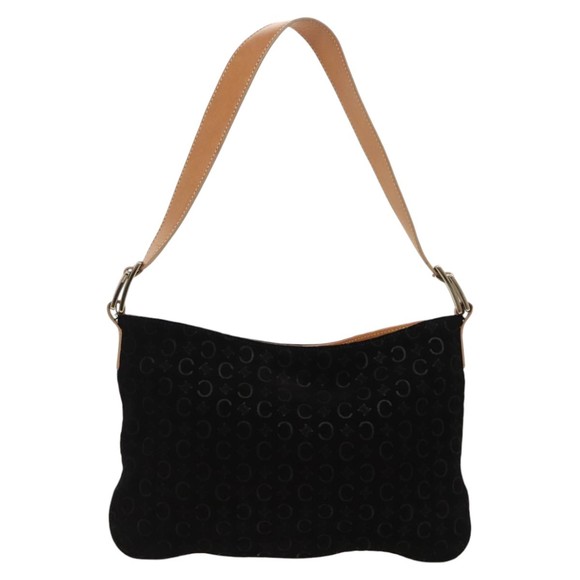 CELINE C Macadam Canvas Shoulder Bag Suede Black Silver Auth fm4019 - Picture 14 of 16